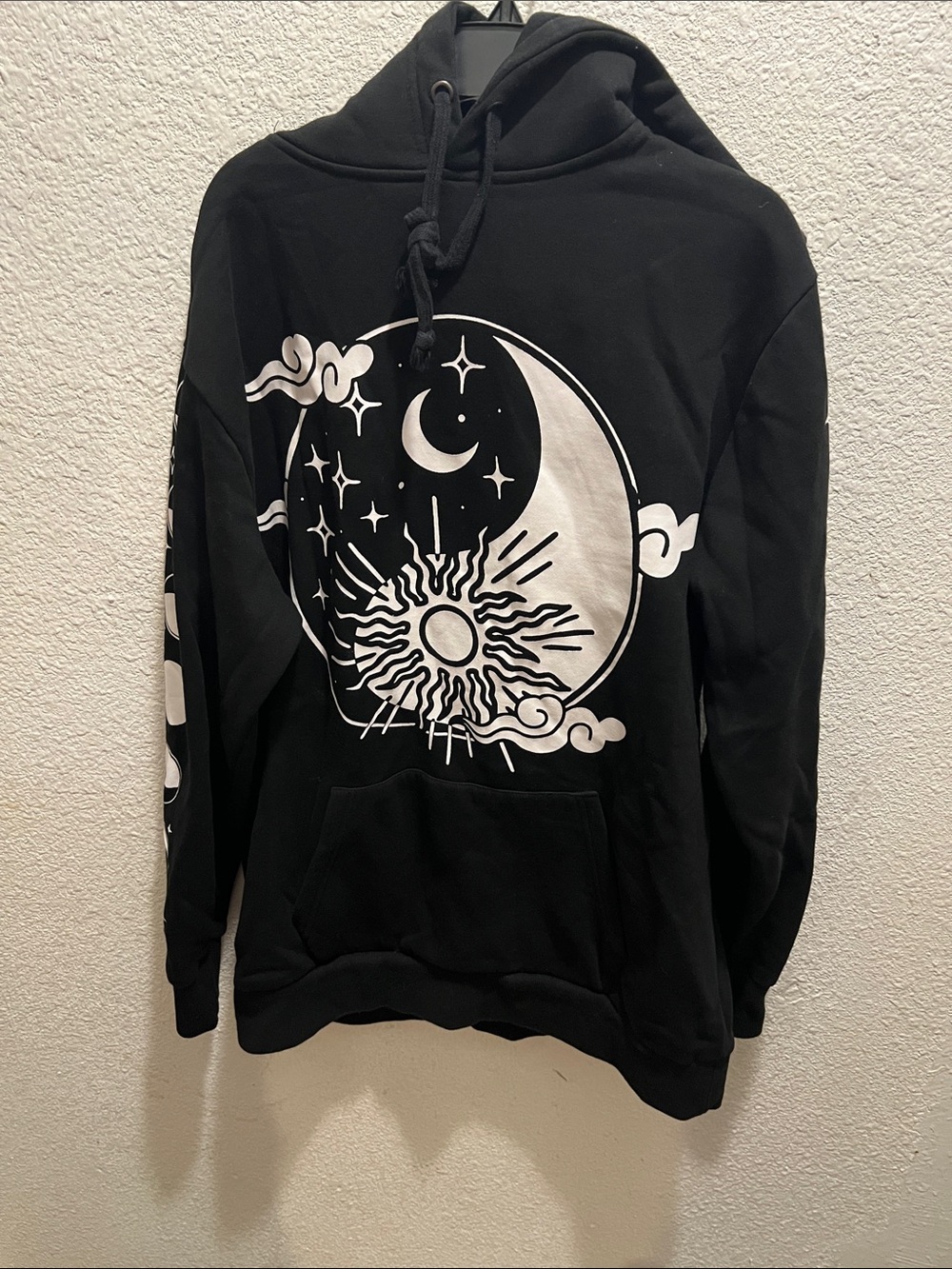 Black Sun & Moon Graphic Hoodie - Unbranded